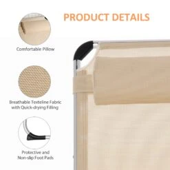 Outsunny Folding Reclining Sun Lounger With Pillow - Khaki 12 Outsunny Folding Reclining Sun Lounger With Pillow - Khaki -Home Furnishing Serie Shop 1624031278 45307800 e68ec683 f269 4ed4 b203 bd78640dc005