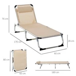 Outsunny Folding Reclining Sun Lounger With Pillow - Khaki 14 Outsunny Folding Reclining Sun Lounger With Pillow - Khaki -Home Furnishing Serie Shop 1624031285 85701600 abb26d6e 2d6a 4ff5 a0d2 1cf79036e9c6