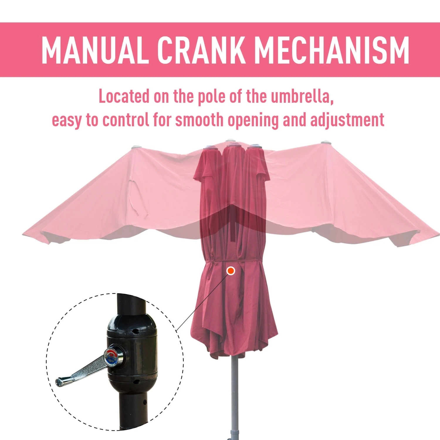 Oasis 4.6 M Double Sided Umbrella Parasol With Cross Base - Red 2 Oasis 4.6 M Double Sided Umbrella Parasol With Cross Base - Red - Image 2