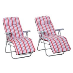 Outsunny Lounger Set - Red/White