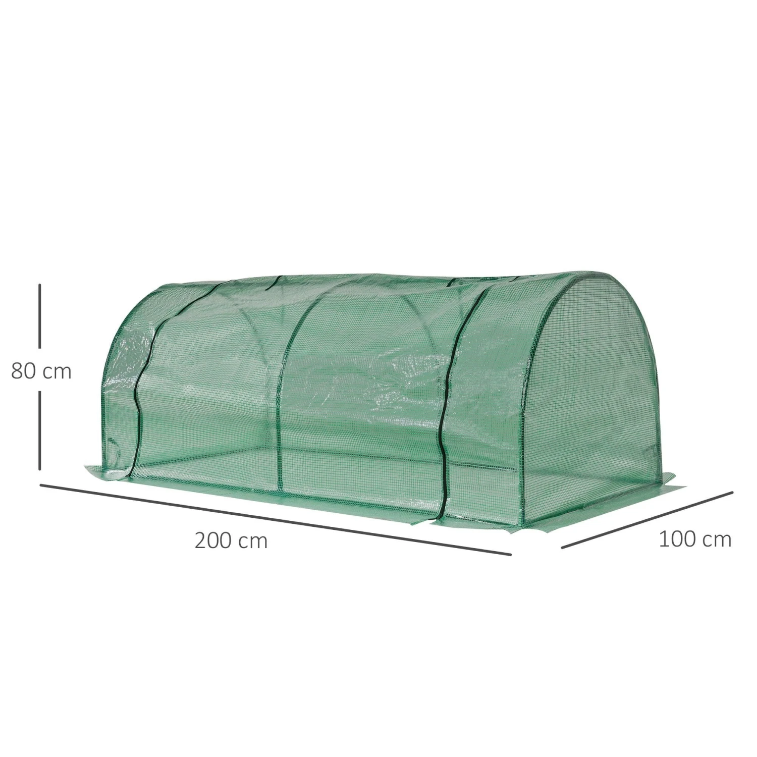 Outsunny Tunnel Greenhouse Green Grow House Steel Frame Garden Outdoor 200 X 100 X 80cm 3 Outsunny Tunnel Greenhouse Green Grow House Steel Frame Garden Outdoor 200 X 100 X 80cm - Image 3