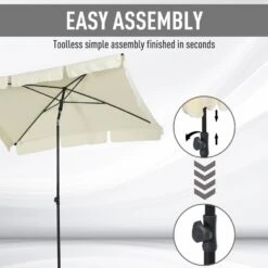 Oasis Rectangular Patio Umbrella Parasol With Tilt - Cream -Home Furnishing Serie Shop 1624274932 57528000