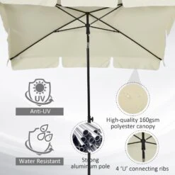 Oasis Rectangular Patio Umbrella Parasol With Tilt - Cream -Home Furnishing Serie Shop 1624274934 11507300