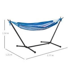Outsunny Blue Multi- Coloured Hammock With Metal Stand And Carrying Bag. -Home Furnishing Serie Shop 1624275380 18662900