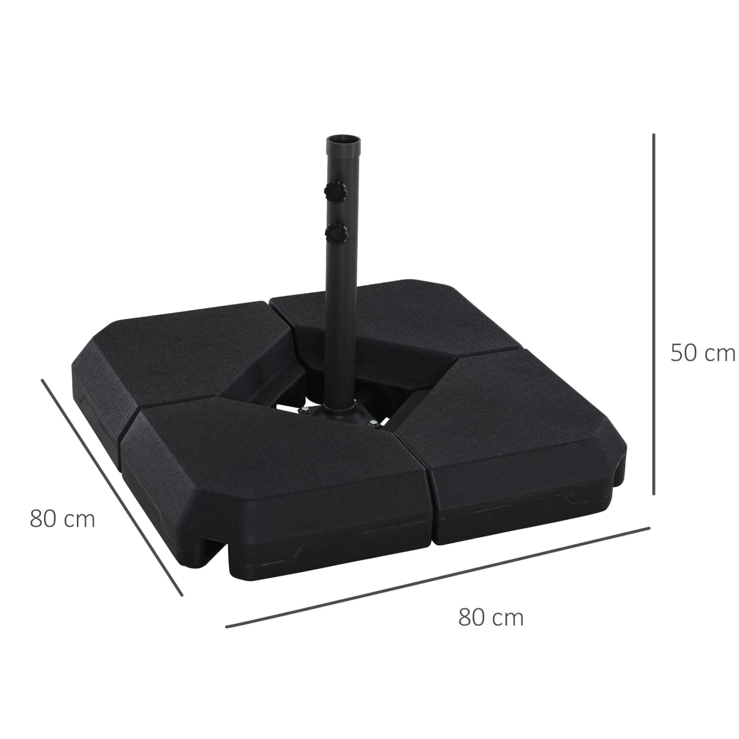 Outsunny 4PCs Fillable Parasol Base W/ Steel Cross Base Garden Umbrella Stand Weight Umbrella Sand Water Plastic Black 3 Outsunny 4PCs Fillable Parasol Base W/ Steel Cross Base Garden Umbrella Stand Weight Umbrella Sand Water Plastic Black - Image 3