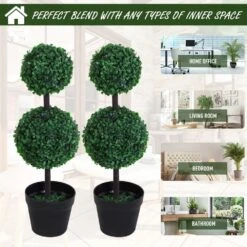 Outsunny Set Of 2 Artificial Boxwood Plant Tree's With Pot - Green -Home Furnishing Serie Shop 1624275723 11326900