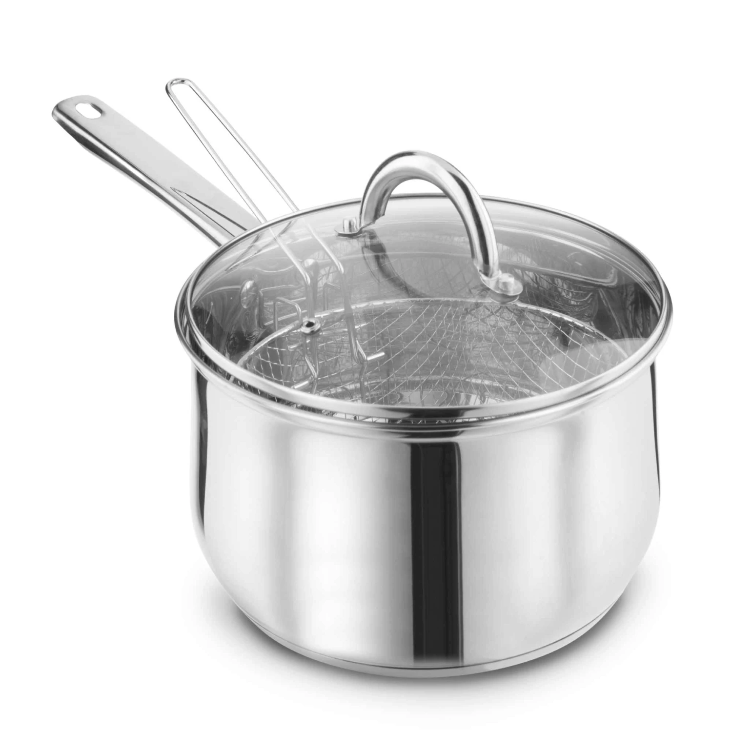 Lewis's Stainless Steel Chip Pan 22cm With 20cm Basket And Lid - Silver 1 Lewis's Stainless Steel Chip Pan 22cm With 20cm Basket And Lid - Silver