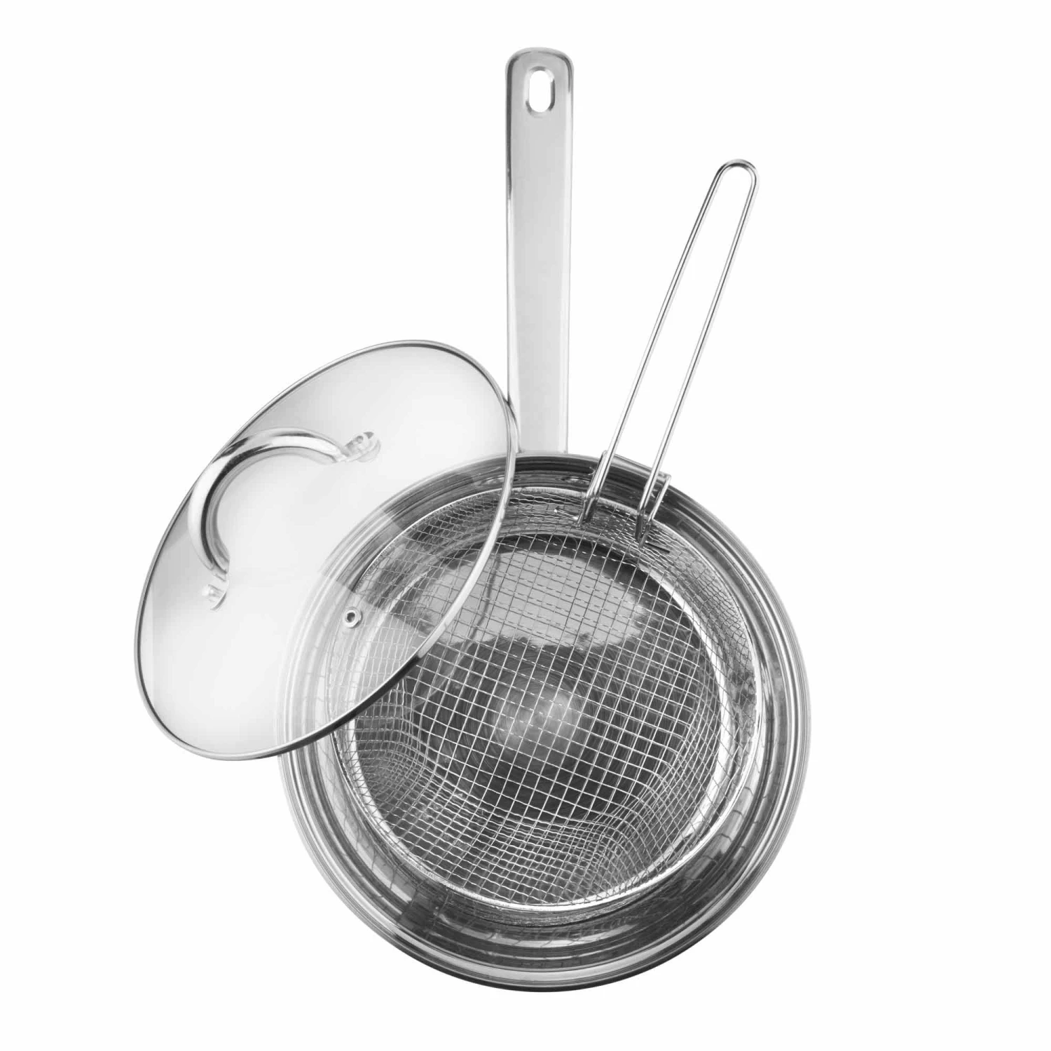 Lewis's Stainless Steel Chip Pan 22cm With 20cm Basket And Lid - Silver 3 Lewis's Stainless Steel Chip Pan 22cm With 20cm Basket And Lid - Silver - Image 3