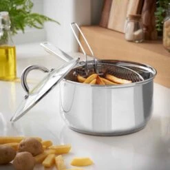 Lewis's Stainless Steel Chip Pan 22cm With 20cm Basket And Lid - Silver 15 Lewis's Stainless Steel Chip Pan 22cm With 20cm Basket And Lid - Silver -Home Furnishing Serie Shop 1639571699 20044200