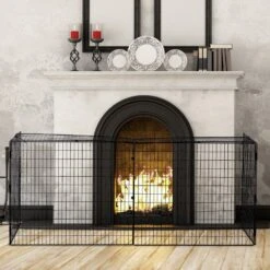 HOMCOM Extendable Fireguard Screen-Black -Home Furnishing Serie Shop 1645284795 61809000 55e75702 00c2 416b b6a0 fa3092928438