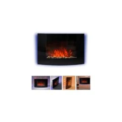 HOMCOM LED Curved Glass Electric Wall Mounted Fire Place 7 Colour Side Lights Slimline Plasma Fan Heater Backlit Back -Home Furnishing Serie Shop 1645284847 25504800