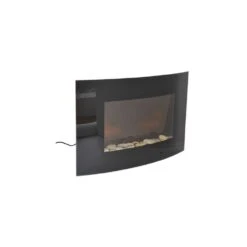 HOMCOM LED Curved Glass Electric Wall Mounted Fire Place 7 Colour Side Lights Slimline Plasma Fan Heater Backlit Back -Home Furnishing Serie Shop 1645284850 76783600