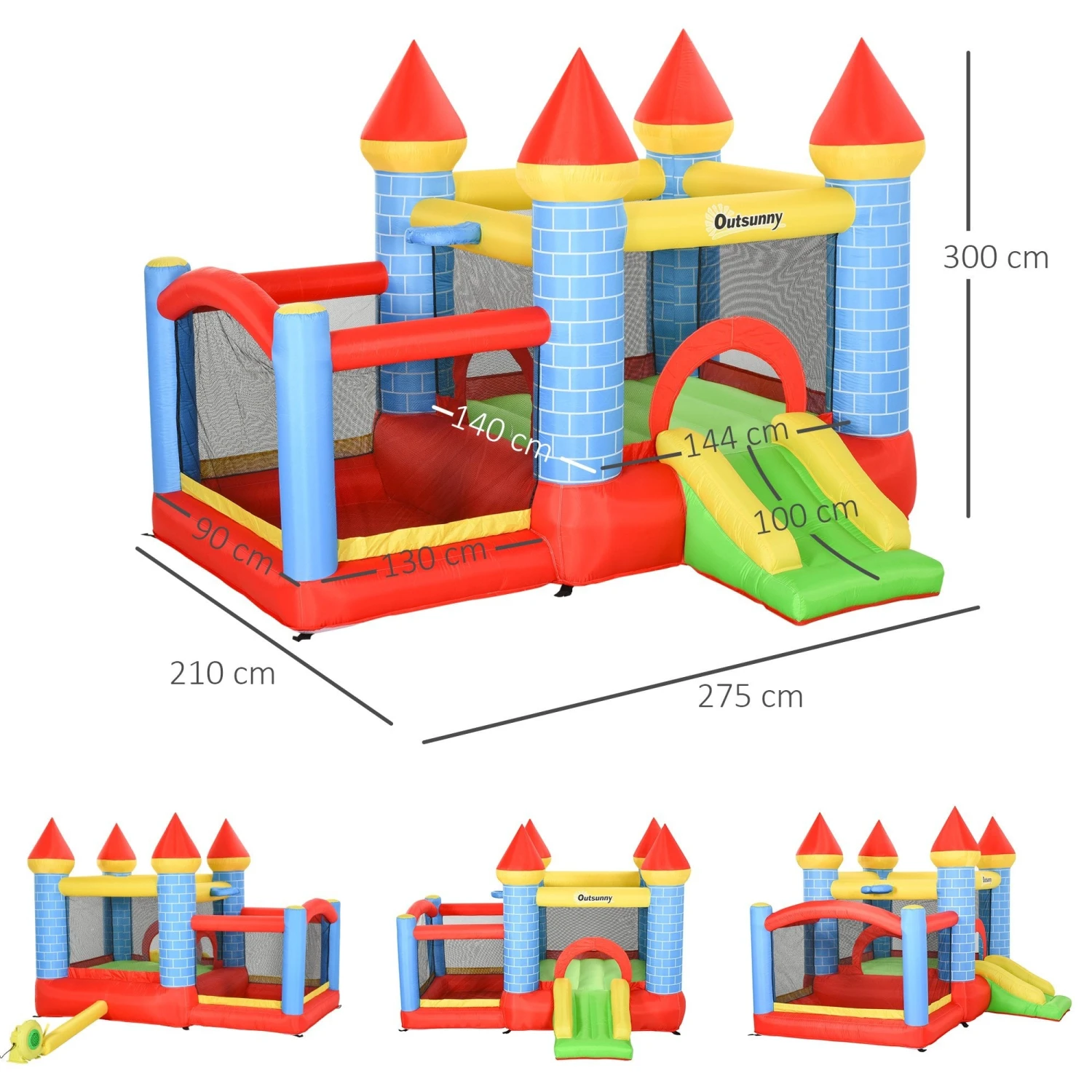 Outsunny Kids Bounce Castle Inflatable Trampoline Slide Pool Basket For Kids Age 3-10, 3 X 2.75 X 2.1m 3 Outsunny Kids Bounce Castle Inflatable Trampoline Slide Pool Basket For Kids Age 3-10, 3 X 2.75 X 2.1m - Image 3