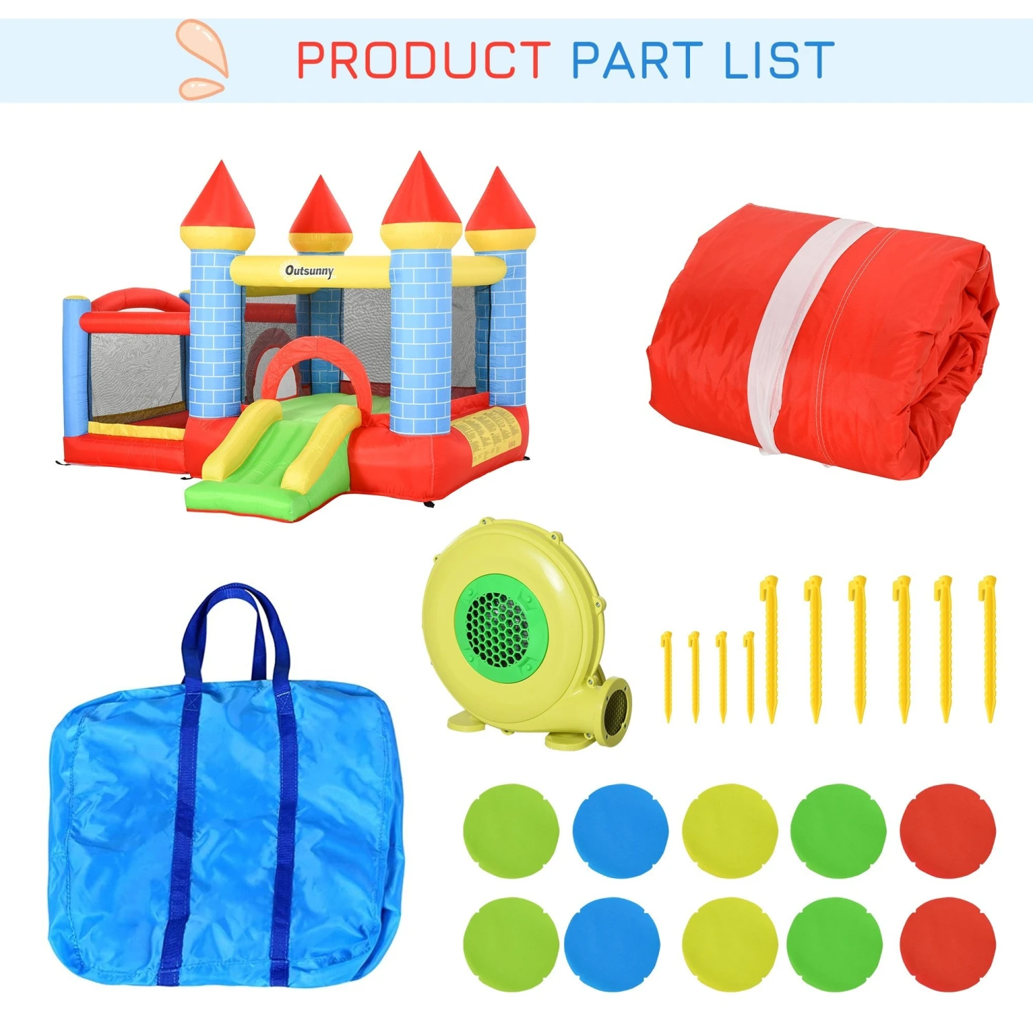 Outsunny Kids Bounce Castle Inflatable Trampoline Slide Pool Basket For Kids Age 3-10, 3 X 2.75 X 2.1m 7 Outsunny Kids Bounce Castle Inflatable Trampoline Slide Pool Basket For Kids Age 3-10, 3 X 2.75 X 2.1m - Image 7