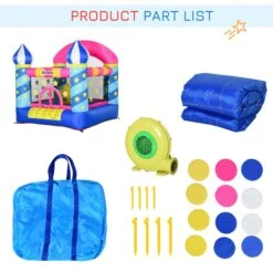 Outsunny Kids Bounce Castle House Inflatable Trampoline Basket With Inflator For Age 3-12 Castle Stars Design 16 Outsunny Kids Bounce Castle House Inflatable Trampoline Basket With Inflator For Age 3-12 Castle Stars Design -Home Furnishing Serie Shop 1645287100 69237100