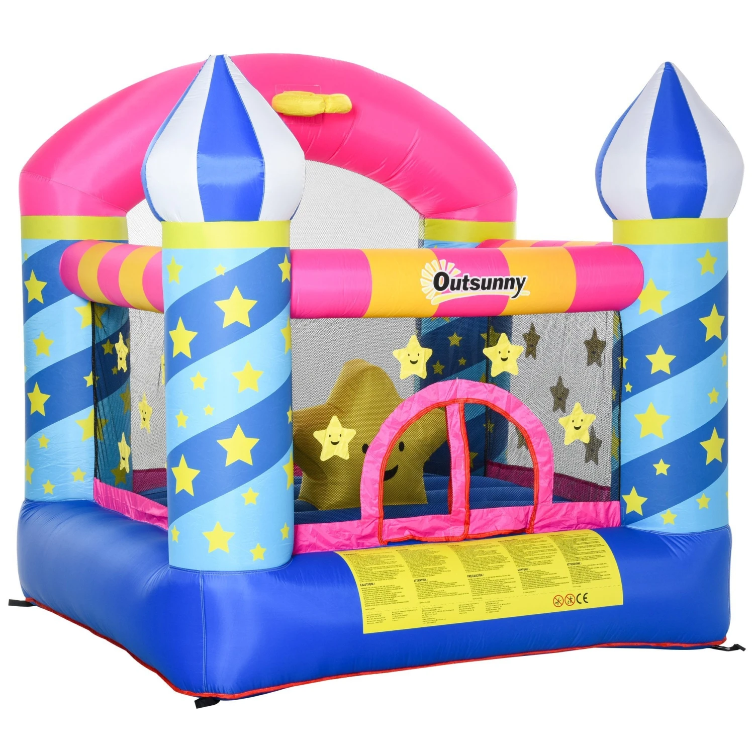 Outsunny Kids Bounce Castle House Inflatable Trampoline Basket With Inflator For Age 3-12 Castle Stars Design 8 Outsunny Kids Bounce Castle House Inflatable Trampoline Basket With Inflator For Age 3-12 Castle Stars Design - Image 8