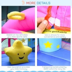Outsunny Kids Bounce Castle House Inflatable Trampoline Basket With Inflator For Age 3-12 Castle Stars Design 18 Outsunny Kids Bounce Castle House Inflatable Trampoline Basket With Inflator For Age 3-12 Castle Stars Design -Home Furnishing Serie Shop 1645287108 04854900