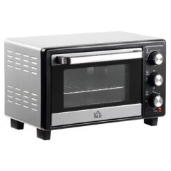 HOMCOM Convection Mini Oven, 16L Countertop Electric Grill, Toaster Oven With Adjustable Temperature, Timer, Crumb Tray, Baking Tray, Wire Rack, Tray Handle, 1400W Grill W/ Temperature Timer