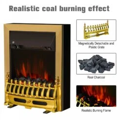HOMCOM LED Flame Electric Fire Place 2000W Coal Burning Effect Heat-Golden 13 HOMCOM LED Flame Electric Fire Place 2000W Coal Burning Effect Heat-Golden -Home Furnishing Serie Shop 1645289615 96173300