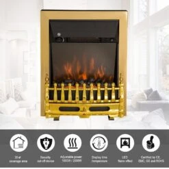 HOMCOM LED Flame Electric Fire Place 2000W Coal Burning Effect Heat-Golden 15 HOMCOM LED Flame Electric Fire Place 2000W Coal Burning Effect Heat-Golden -Home Furnishing Serie Shop 1645289619 66449800