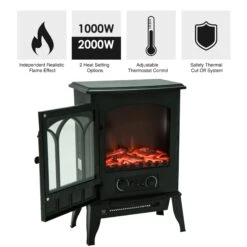 HOMCOM Electric Fireplace Heater Freestanding Stove With LED Flame Effect 1000W/2000W-Black 14 HOMCOM Electric Fireplace Heater Freestanding Stove With LED Flame Effect 1000W/2000W-Black -Home Furnishing Serie Shop 1645289989 62207800 02a120d9 c1e9 4c67 ad2d dc3c9913026b