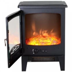 HOMCOM Electric Heater Freestanding Fireplace Artificial Flame Effect W/ Safety Thermostat 950w/1850W Tempered Glass Casing -Home Furnishing Serie Shop 1645290060 57625100 68d9ed76 3284 4109 9591 d976930961eb
