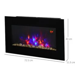 HOMCOM 1000W Wall Mounted Tempered Glass Electric Fireplace Heater Black -Home Furnishing Serie Shop 1645290071 73058200
