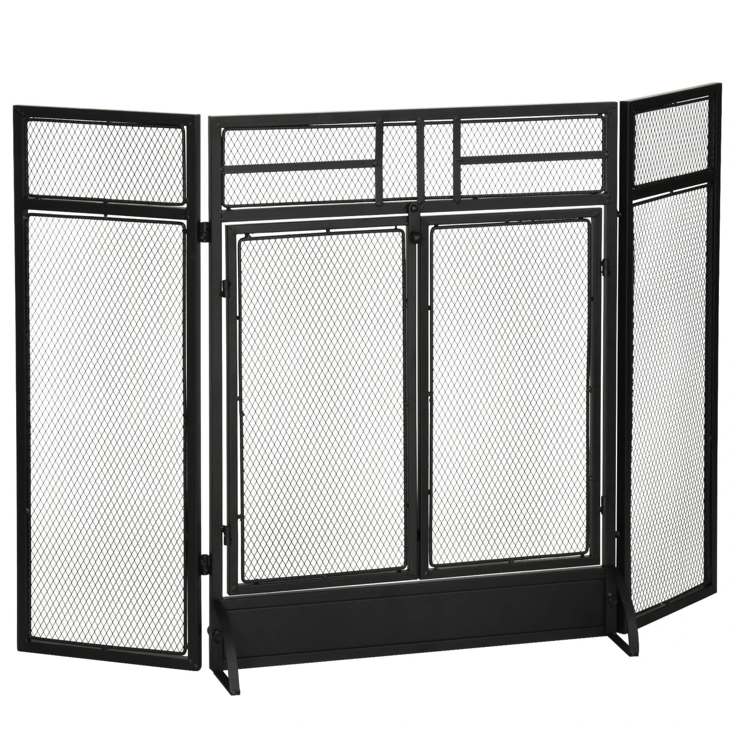 HOMCOM 3-Panel Folding Fireplace Screen With Door, Freestanding Spark Guard, Metal Mesh Fireguard, Black Door Mesh 1 HOMCOM 3-Panel Folding Fireplace Screen With Door, Freestanding Spark Guard, Metal Mesh Fireguard, Black Door Mesh