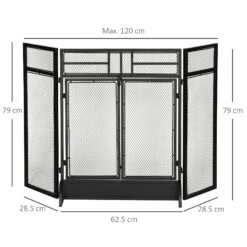 HOMCOM 3-Panel Folding Fireplace Screen With Door, Freestanding Spark Guard, Metal Mesh Fireguard, Black Door Mesh 12 HOMCOM 3-Panel Folding Fireplace Screen With Door, Freestanding Spark Guard, Metal Mesh Fireguard, Black Door Mesh -Home Furnishing Serie Shop 1645290456 52061300