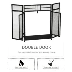 HOMCOM 3-Panel Folding Fireplace Screen With Door, Freestanding Spark Guard, Metal Mesh Fireguard, Black Door Mesh 15 HOMCOM 3-Panel Folding Fireplace Screen With Door, Freestanding Spark Guard, Metal Mesh Fireguard, Black Door Mesh -Home Furnishing Serie Shop 1645290468 72525700
