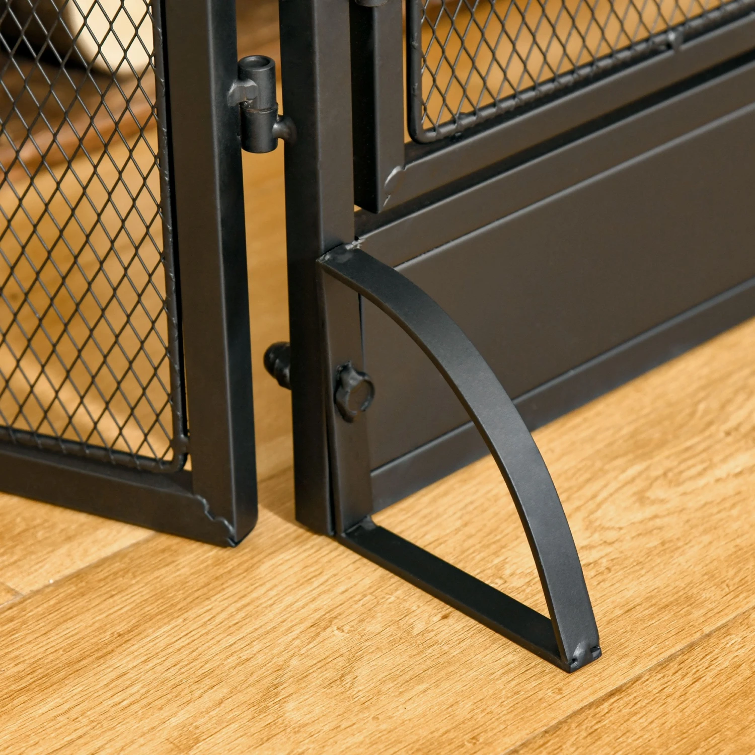 HOMCOM 3-Panel Folding Fireplace Screen With Door, Freestanding Spark Guard, Metal Mesh Fireguard, Black Door Mesh 8 HOMCOM 3-Panel Folding Fireplace Screen With Door, Freestanding Spark Guard, Metal Mesh Fireguard, Black Door Mesh - Image 8