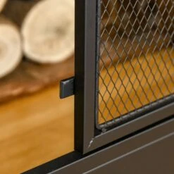 HOMCOM 3-Panel Folding Fireplace Screen With Door, Freestanding Spark Guard, Metal Mesh Fireguard, Black Door Mesh 18 HOMCOM 3-Panel Folding Fireplace Screen With Door, Freestanding Spark Guard, Metal Mesh Fireguard, Black Door Mesh -Home Furnishing Serie Shop 1645290480 08625600