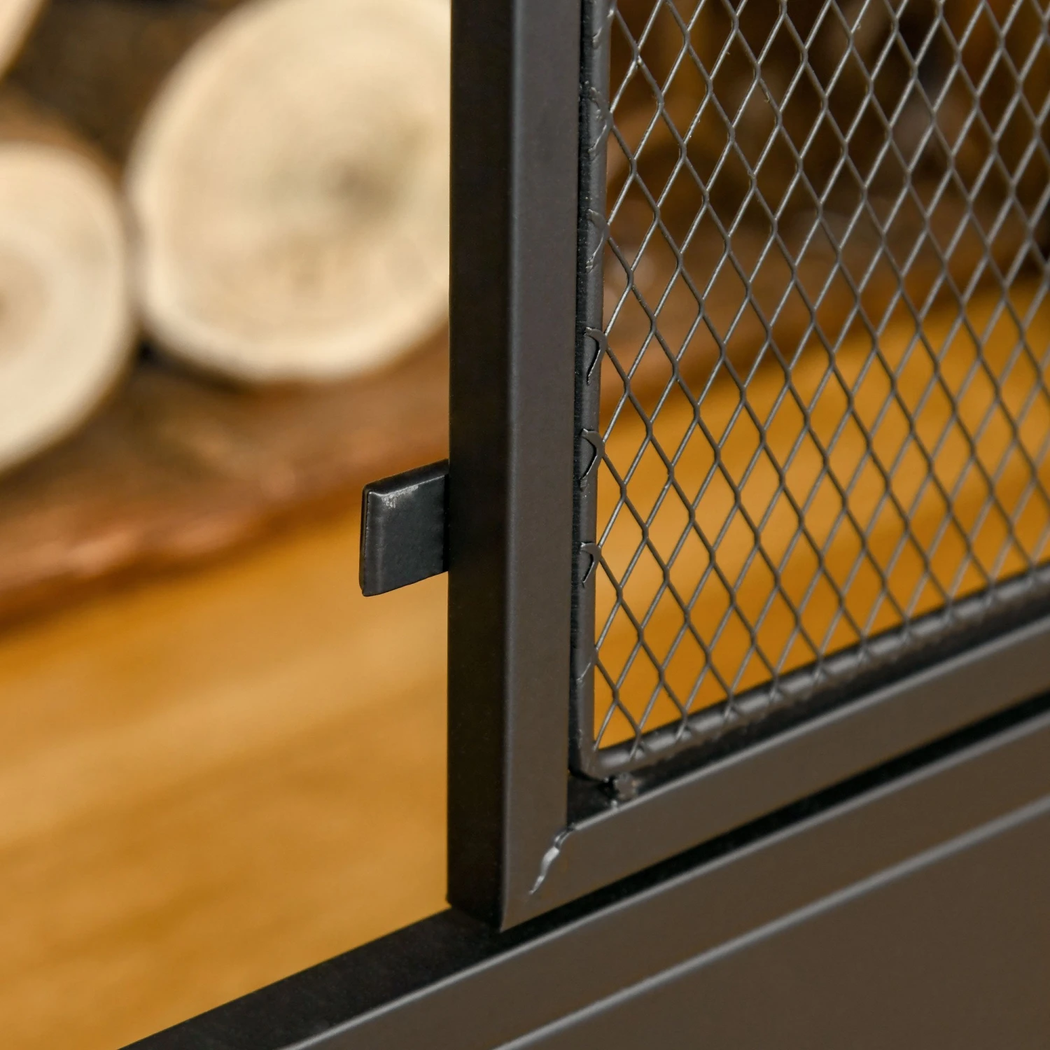 HOMCOM 3-Panel Folding Fireplace Screen With Door, Freestanding Spark Guard, Metal Mesh Fireguard, Black Door Mesh 9 HOMCOM 3-Panel Folding Fireplace Screen With Door, Freestanding Spark Guard, Metal Mesh Fireguard, Black Door Mesh - Image 9