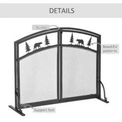 HOMCOM Fire Guard With Double Doors, Metal Mesh Fireplace Screen, Spark Flame Barrier With Tree Decoration For Living Room, Bedroom Decor Screen Room -Home Furnishing Serie Shop 1645290508 47931100 bf2af9fe e4ed 456d 9bbe 0c3d073aa544