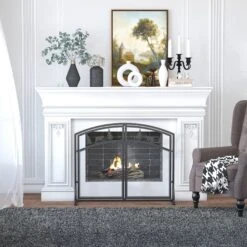 HOMCOM Fire Guard With Double Doors, Metal Mesh Fireplace Screen, Spark Flame Barrier With Tree Decoration For Living Room, Bedroom Decor Screen Room -Home Furnishing Serie Shop 1645290524 41764500 b09d7354 bcc3 4435 8676 4daa052c065c