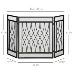 HOMCOM 3-Panel Folding Fireplace Screen, Metal Mesh Fire Spark Guard, 126L X 3W X 80H Cm-Black 12 HOMCOM 3-Panel Folding Fireplace Screen, Metal Mesh Fire Spark Guard, 126L X 3W X 80H Cm-Black -Home Furnishing Serie Shop 1645290538 03823300