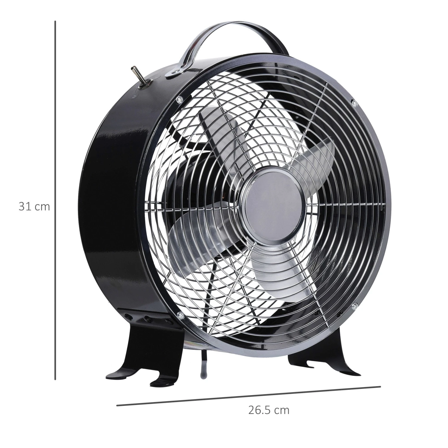 HOMCOM 26CM Electrical Table Desk Fan 2-Speed Portable For Home Office,Black 3 HOMCOM 26CM Electrical Table Desk Fan 2-Speed Portable For Home Office,Black - Image 3
