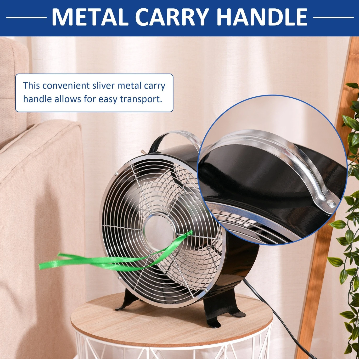 HOMCOM 26CM Electrical Table Desk Fan 2-Speed Portable For Home Office,Black 5 HOMCOM 26CM Electrical Table Desk Fan 2-Speed Portable For Home Office,Black - Image 5