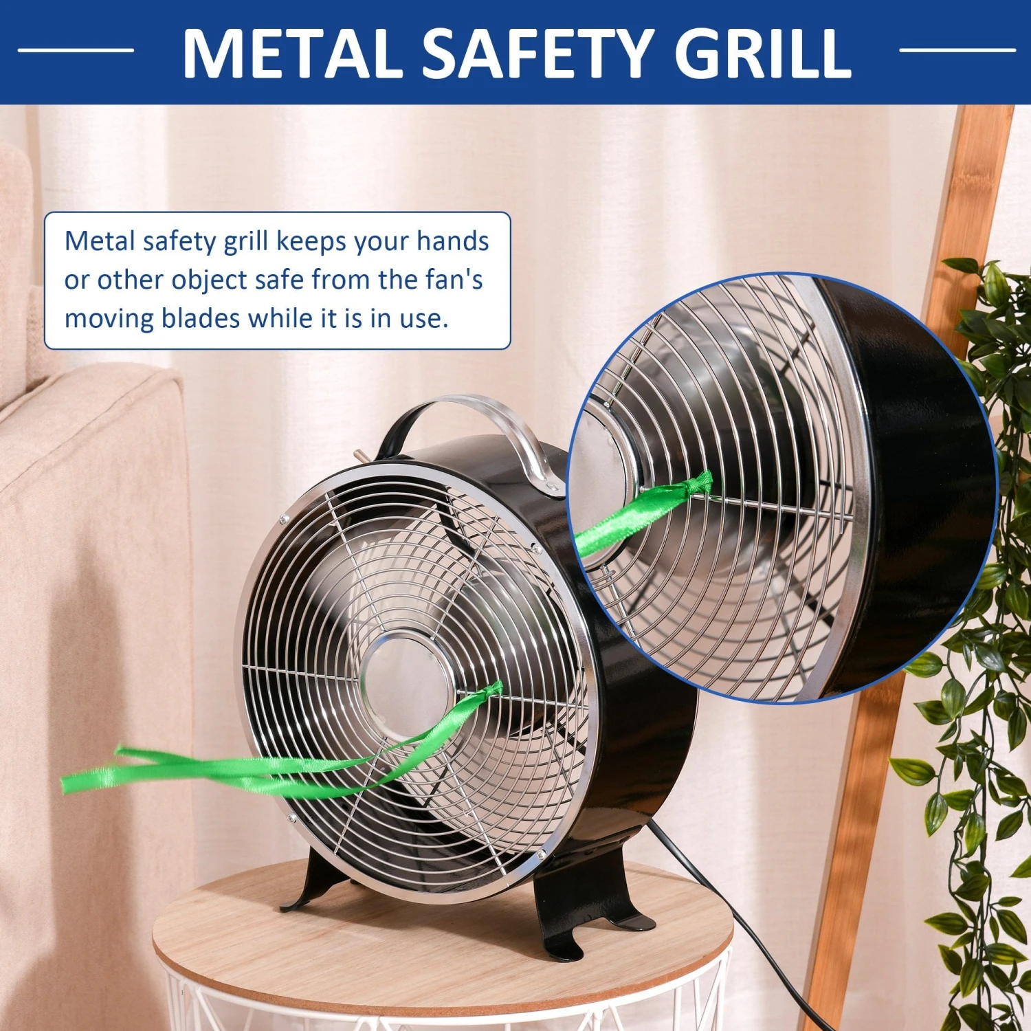 HOMCOM 26CM Electrical Table Desk Fan 2-Speed Portable For Home Office,Black 7 HOMCOM 26CM Electrical Table Desk Fan 2-Speed Portable For Home Office,Black - Image 7