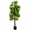 HOMCOM Artificial Lemon Tree Fake Decorative Fruits Plant In Nursery Pot For Indoor Outdoor Décor, 135cm