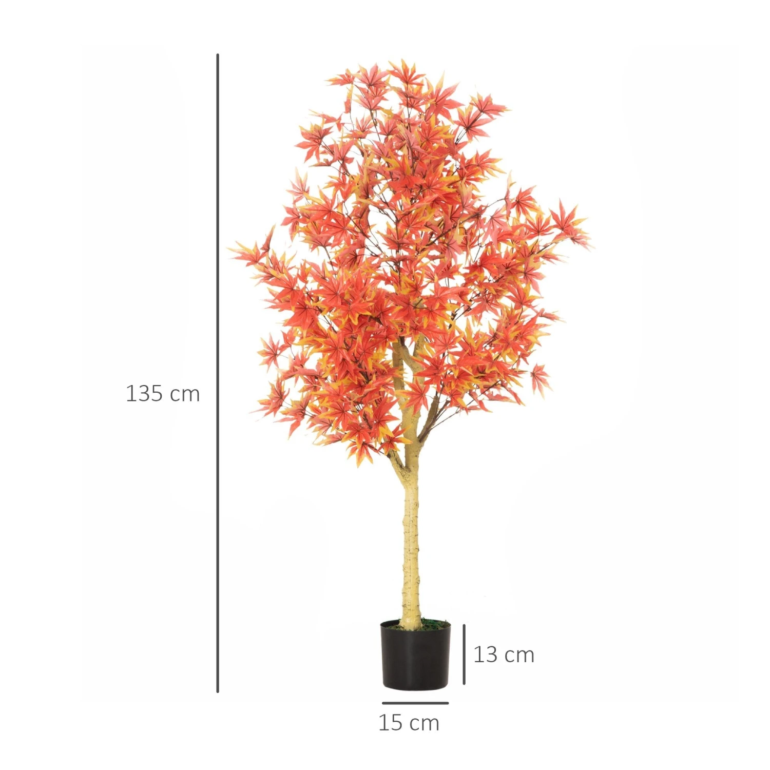 HOMCOM Artificial Realistic Red Maple Tree Faux Decorative Plant In Nursery Pot For Indoor Outdoor Decor 3 HOMCOM Artificial Realistic Red Maple Tree Faux Decorative Plant In Nursery Pot For Indoor Outdoor Decor - Image 3
