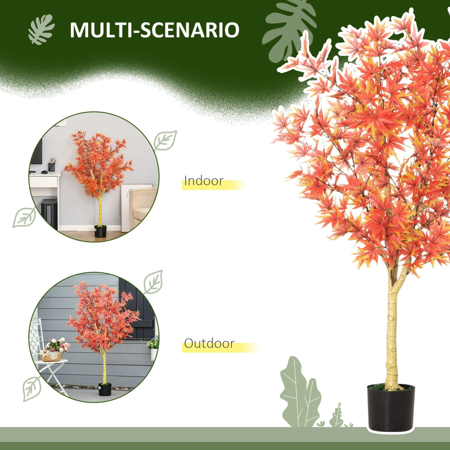 HOMCOM Artificial Realistic Red Maple Tree Faux Decorative Plant In Nursery Pot For Indoor Outdoor Decor 5 HOMCOM Artificial Realistic Red Maple Tree Faux Decorative Plant In Nursery Pot For Indoor Outdoor Decor - Image 5