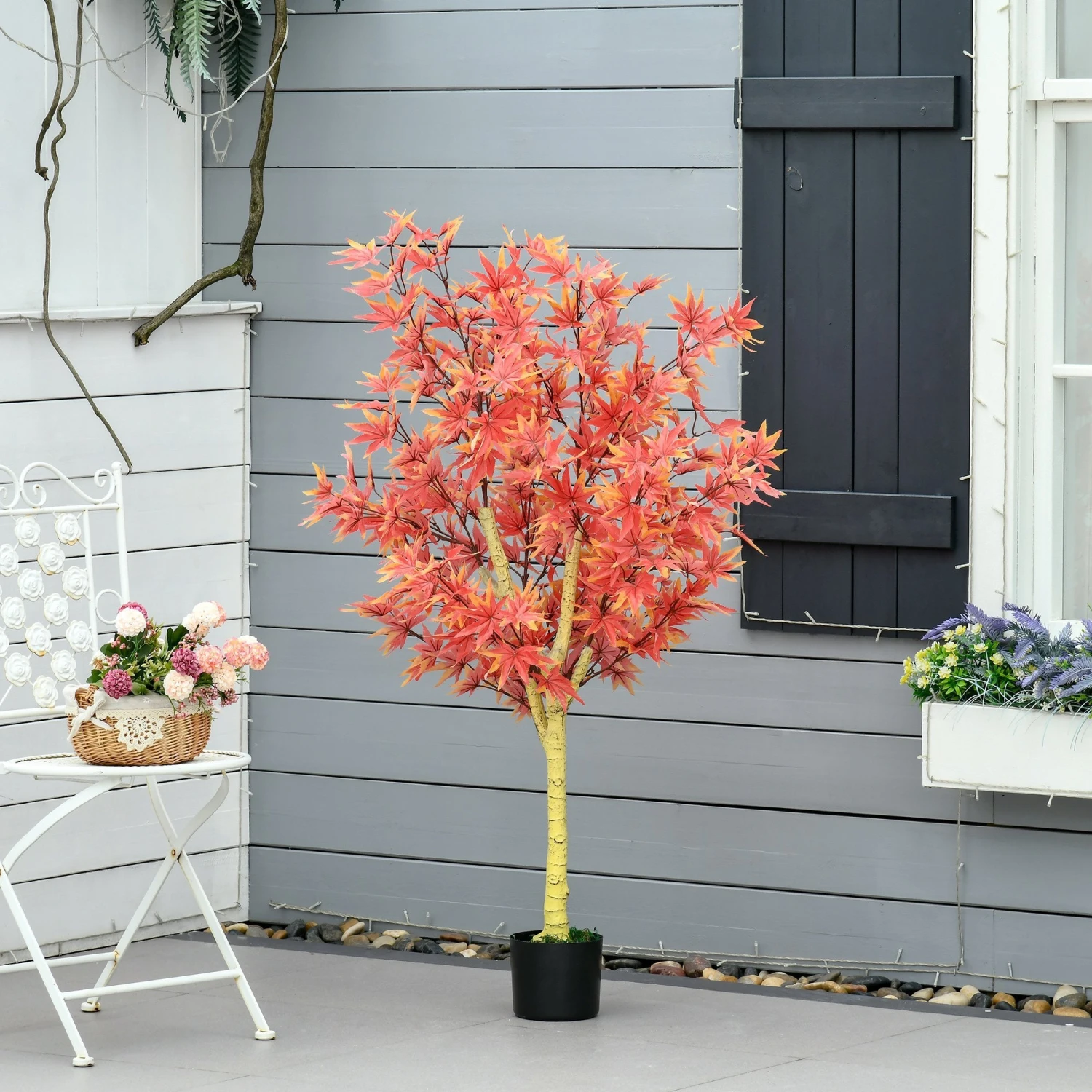 HOMCOM Artificial Realistic Red Maple Tree Faux Decorative Plant In Nursery Pot For Indoor Outdoor Decor 7 HOMCOM Artificial Realistic Red Maple Tree Faux Decorative Plant In Nursery Pot For Indoor Outdoor Decor - Image 7