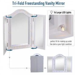 HOMCOM MDF Tri-Fold LED Vanity Mirror W/ 16 Spotlights White 14 HOMCOM MDF Tri-Fold LED Vanity Mirror W/ 16 Spotlights White -Home Furnishing Serie Shop 1645292655 36250600