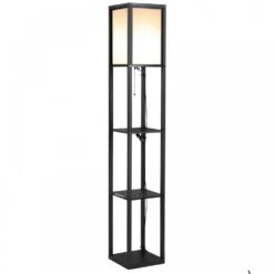 Shelf Floor Lamp, 4-tier Open Shelves - Black/White