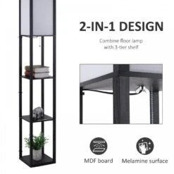 Shelf Floor Lamp, 4-tier Open Shelves - Black/White -Home Furnishing Serie Shop 1645297294 24197100