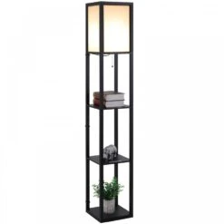 Shelf Floor Lamp, 4-tier Open Shelves - Black/White -Home Furnishing Serie Shop 1645297295 83503900