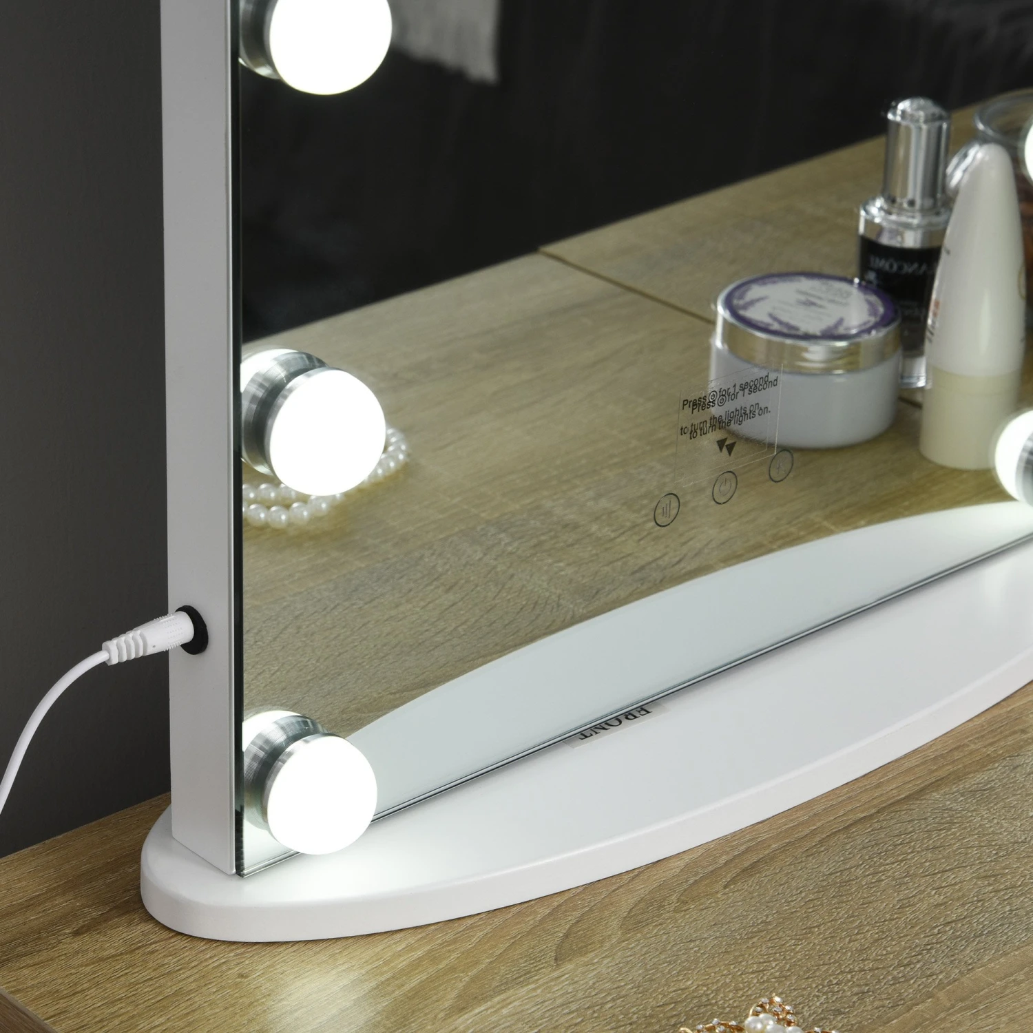 Hollywood Mirror With Lights For Makeup Dressing Table, Lighted Vanity Mirror With 12 Dimmable LED Bulbs And USB Plug In Power Supply, White Led Light Dimmer Cosmetic Beauty Stage 7 Hollywood Mirror With Lights For Makeup Dressing Table, Lighted Vanity Mirror With 12 Dimmable LED Bulbs And USB Plug In Power Supply, White Led Light Dimmer Cosmetic Beauty Stage - Image 7