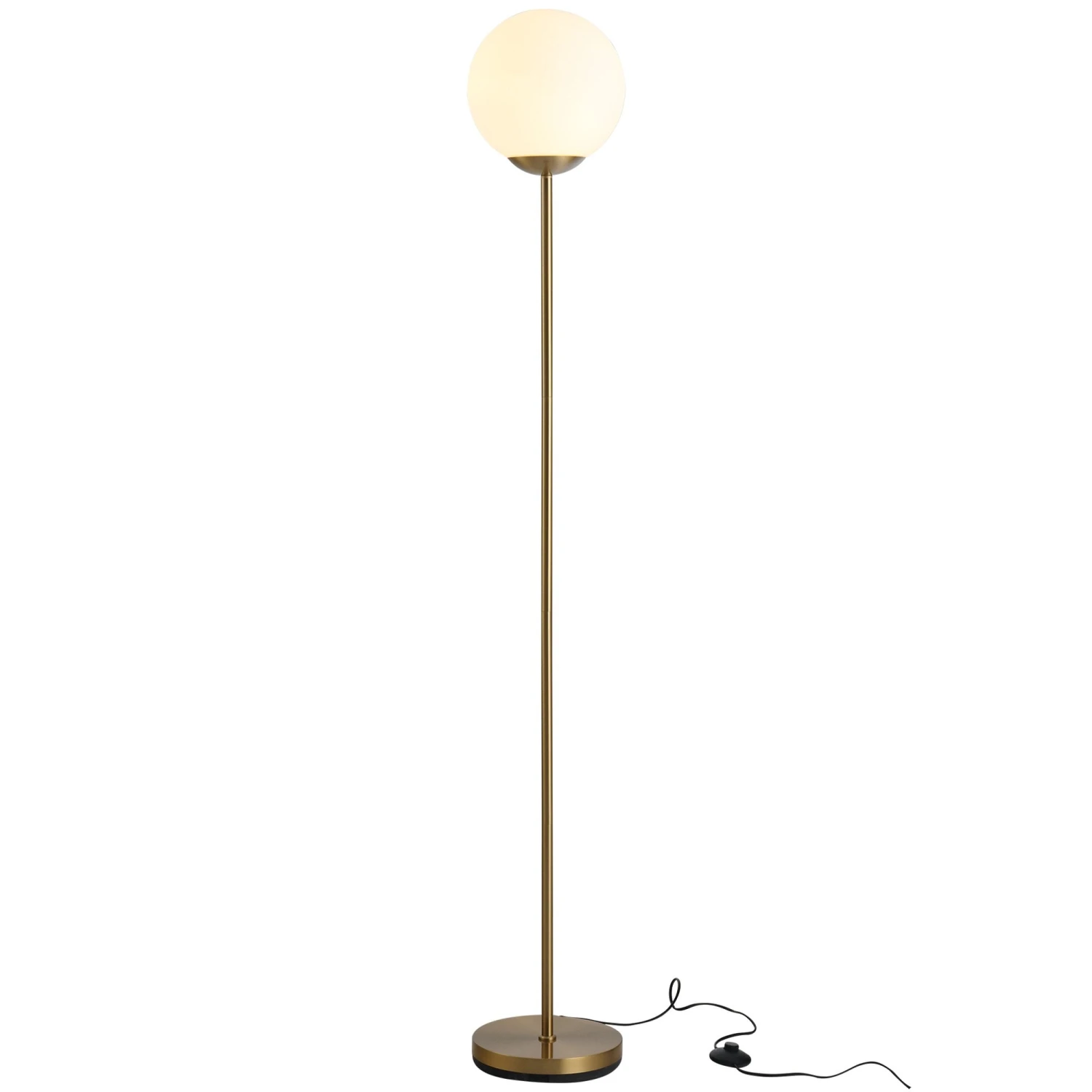 HOMCOM Steel Glass Sphere Floor Lamp Gold 1 HOMCOM Steel Glass Sphere Floor Lamp Gold