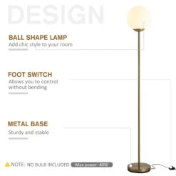 HOMCOM Steel Glass Sphere Floor Lamp Gold 12 HOMCOM Steel Glass Sphere Floor Lamp Gold -Home Furnishing Serie Shop 1645413824 11761100